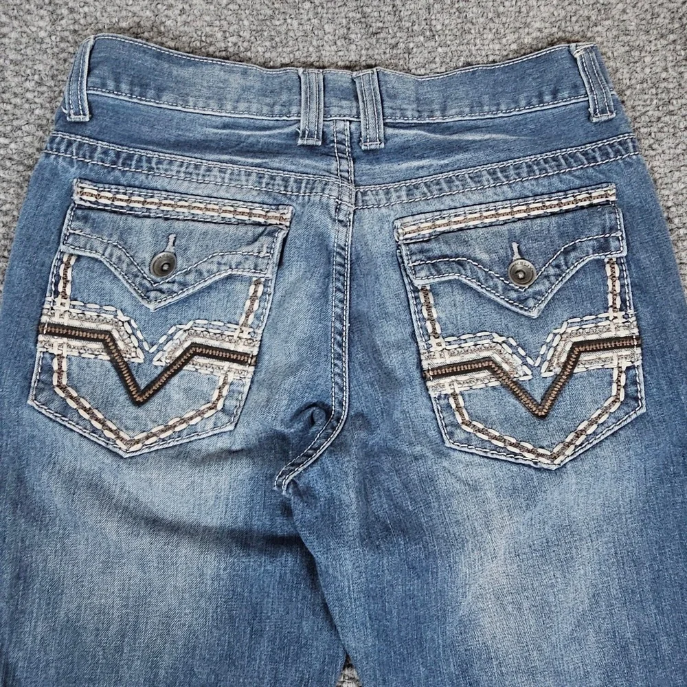 Y2k Helix Straight Leg Jeans‎ Mens 30W 32L Blue Wash Embellished Pockets